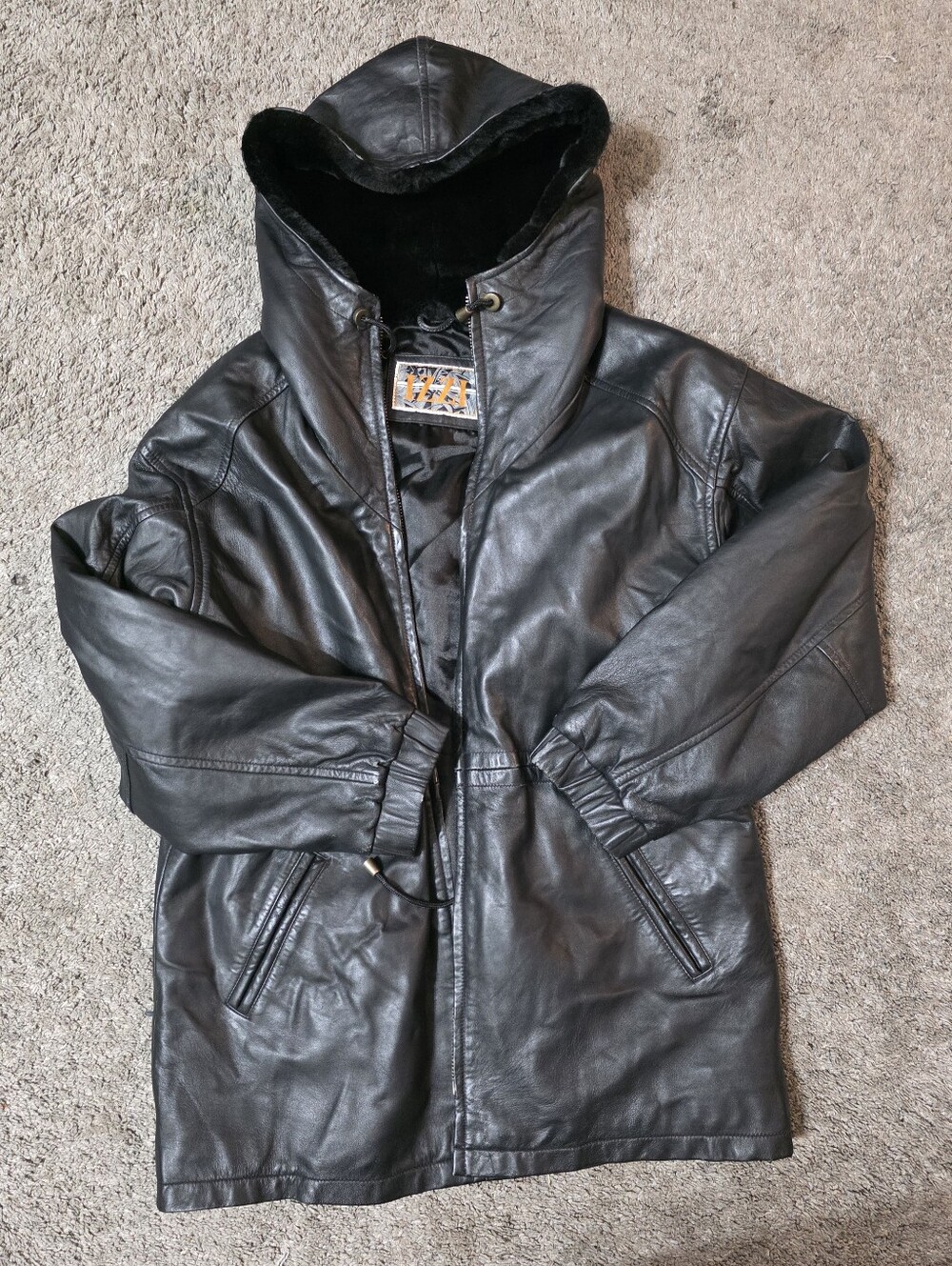 Izzi Leather Jacket Womens Medium Black Lined Coat